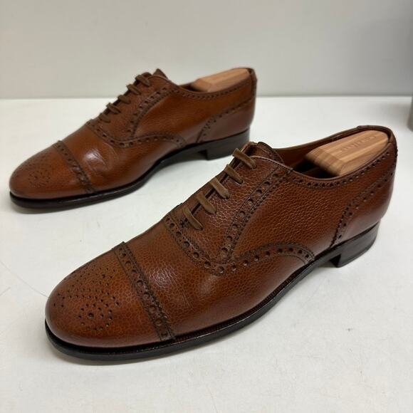 EXCELLENT Crockett & Jones x Polo Ralph Lauren Scotch Grain Cap Toe Bal 10 - Picture 6 of 13
